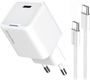 Obrázok pre výrobcu COLORWAY 1x USB-C/ síťová nabíječka/ GaN/ PD/ PPS/ 30W/ Včetně 100cm kabelu/ Bílá