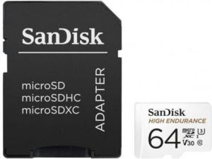 Obrázok pre výrobcu SanDisk 64GB microSDHC Card High Endurance (R:100/W:40 MB/s, Class 10, U3 V30) + Adapter