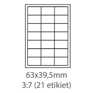 Obrázok pre výrobcu etikety ECODATA Samolepiace 63x39,5 univerzálne biele 21ks/A4 (100 listov A4/bal.)