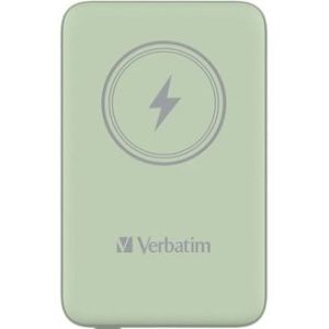 Obrázok pre výrobcu Verbatim, power banka s bezdrôtovým nabíjaním, 5V, nabíjanie telefónu, 32246, 10 000mAh, magnetické pripevnenie, zelená