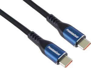 Obrázok pre výrobcu PremiumCord USB-C kabel 2m (USB 3.2 GEN 2x2, 5A, 100W, 20Gbit/s), bavlněný oplet, černý