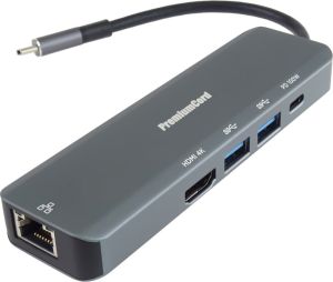 Obrázok pre výrobcu PremiumCord USB-C na HDMI, 2x USB3.2, PD 100W,RJ45