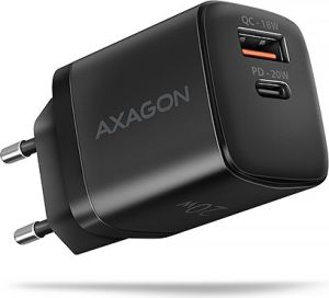 Obrázok pre výrobcu AXAGON ACU-PQ20 nabíječka do sítě 20W, 2x port (USB-A + USB-C), PD3.0/PPS/QC4+/AFC/Apple, černá