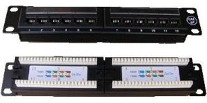 Obrázok pre výrobcu DATACOM Patch panel UTP 10" 12 port CAT5E, 2x6 pozic, 1U, zadní zářez, černý