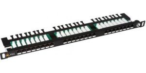 Obrázok pre výrobcu Solarix 19" Patch panel 24xRJ45 CAT5E UTP s vyvaz.lištou černý 0,5U, SX24HD-5E-UTP-BK