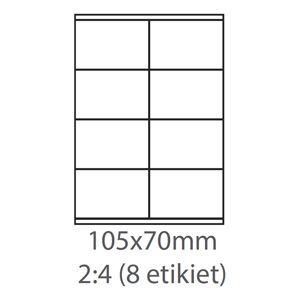 Obrázok pre výrobcu etikety ECODATA Samolepiace 105x70 univerzálne biele 8ks/A4 (100 listov A4/bal.)