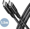 Obrázok pre výrobcu AXAGON BUCM-CM15AB, HQ kabel USB-C <-> USB-C, 1.5m, USB 2.0, PD 60W 3A, ALU, oplet, černý