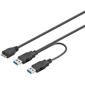 Obrázok pre výrobcu PremiumCord USB 3.0 napájecí Y kabel A/M + A/M -- Micro B/M