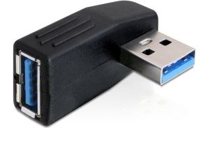 Obrázok pre výrobcu DeLock adaptér USB 3.0 samec - USB 3.0 samice pod úhelem 90° horizontálně