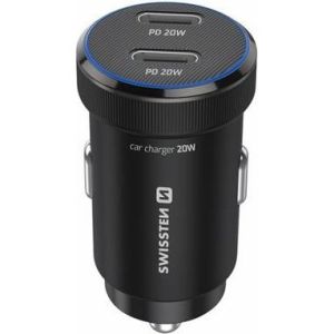 Obrázok pre výrobcu SWISSTEN CL ADAPTÉR 2x USB-C PD, 20W ČERNÝ