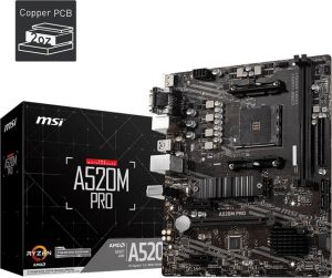 Obrázok pre výrobcu MSI MB Sc AM4 A520M PRO, AMD A520, VGA, 2xDDR4, mATX