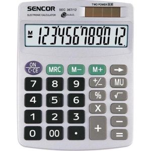 Obrázok pre výrobcu Sencor Kalkulačka SEC 367/12, šedá, stolová, dvanásťmiestna, duálne napájanie