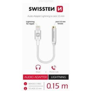 Obrázok pre výrobcu SWISSTEN AUDIO ADAPTÉR TEXTILE LIGHTNING /JACK(samice) 0,15AUDIO ADAPTÉR TEXTILE LIGHTNING /JACK(samice) 0,15 M STŘÍBRNÝ