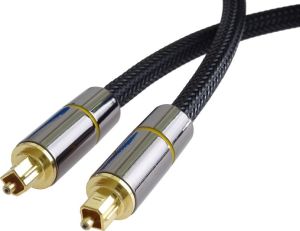 Obrázok pre výrobcu PremiumCord Optický audio kabel Toslink, OD:7mm, Gold-metal design + Nylon 2m