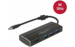 Obrázok pre výrobcu Delock Adapter USB 3.1 Gen 1 > 3x USB3.0-A + HDMI ( DP Alt Mode), Black