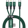 Obrázok pre výrobcu Baseus datový kabel Rapid 3v1 USB-C/microUSB, Lightning, USB-C 1,5m PD 20W zelený