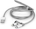 Obrázok pre výrobcu Verbatim kábel 3v1 Lightning Sync & Charge, USB micro B 1m, šedý