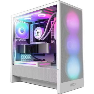 Obrázok pre výrobcu NZXT skříň H5 Flow RGB edition / 1x360 mm RGB core fan / 1x120mm / USB 3.0 / USB-C 3.1 / průhledná bočnice / mesh /bílá