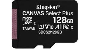 Obrázok pre výrobcu KINGSTON 128GB microSDXC CANVAS Plus Memory Card 150MB/s Read, UHS-I Speed Class, U1, V10, A1 - bez adaptéru