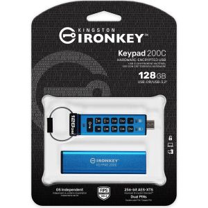 Obrázok pre výrobcu Kingston Ironkey Keypad 200C 128GB /USB 3.0/USB-C/Modrá