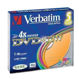 Obrázok pre výrobcu Verbatim DVD+RW [ slim jewel case 5 | 4.7GB | 4x | Colour ]