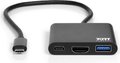 Obrázok pre výrobcu PORT CONNECT USB-C HUB, HDMI 1X 4K + USB-A + USB-C, černý