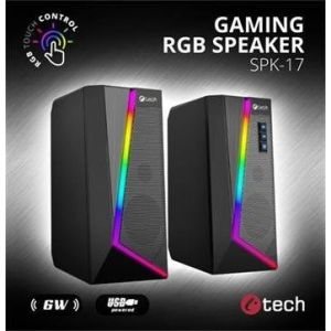 Obrázok pre výrobcu C-TECH reproduktory SPK-17, 2.0, 6W, RGB podsvícení, 3,5mm jack, USB napájení, černé