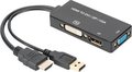 Obrázok pre výrobcu Multi-Port Adapter, HDMI Plug / USB-A Plug - DisplayPort Socket / DVI Socket / VGA Socket, Black, Digitus