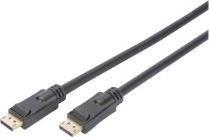 Obrázok pre výrobcu ASSMANN Displayport connection cable DP w/ amp. M/M 15m w/interlock Ultra HD 4K DP 1.2 CE bl gold