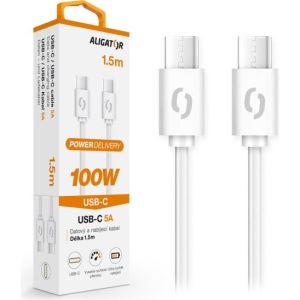 Obrázok pre výrobcu Datový kabel ALIGATOR POWER 100W, USB-C/USB-C 5A, 1,5m bílý