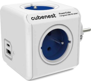 Obrázok pre výrobcu Cubenest Powercube Original USB PD 20W, A+C, 4× zásuvka, bílá/modrá, dětská pojistka, uzemnění, max. 16A/250V~3680W