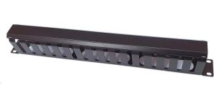 Obrázok pre výrobcu 19" vyvazovací panel 1U, celokovový s krytem 40x70mm, průchozí, černý