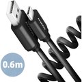 Obrázok pre výrobcu AXAGON BUCM-AM10TB Twister cable USB-C <-> USB-A, 0,6m, USB 2.0, 2.4A, ALU, PVC, Black