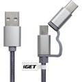 Obrázok pre výrobcu iGET G2V1 - USB kabel Micro USB/ USB - C dlouhý pro veškeré mobilní telefony, včetně odolných