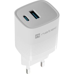 Obrázok pre výrobcu Universální USB nabíječka Natec RIBERA GaN 30W, 1X USB-A, 1X USB-C, Bílá