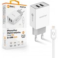 Obrázok pre výrobcu ALIGATOR Chytrá síťová nabíječka 2,4A, 2xUSB, smart IC, bílá, USB kabel pro iPhone/iPad