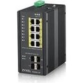 Obrázok pre výrobcu Zyxel RGS200-12P, 12-port Gigabit WebManaged switch: 8x GbE + 4x SFP, PoE (802.3at, 30W), Power budget 240W, DIN rail/Wa