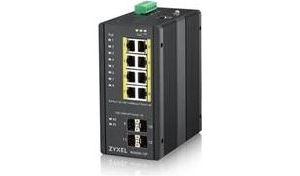 Obrázok pre výrobcu Zyxel RGS200-12P, 12-port Gigabit WebManaged switch: 8x GbE + 4x SFP, PoE (802.3at, 30W), Power budget 240W, DIN rail/Wa