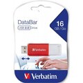 Obrázok pre výrobcu Verbatim USB flash disk, USB 2.0, 16GB, DataBar, červený, 49453, pre archiváciu dát