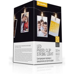 Obrázok pre výrobcu COLORWAY LED fotokolíčky / 20 LED / délka 3 m / teplá bílá/ napájení 3x AA