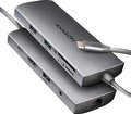 Obrázok pre výrobcu AXAGON HMC-8HLSA, USB 5Gbps hub, 3x USB-A, HDMI 4k/60Hz, RJ-45 GLAN, SD/microSD, audio, PD 100W