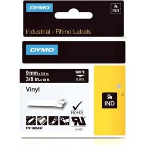 Obrázok pre výrobcu Dymo originál páska, Dymo, 1805437, biely tlač/čierny podklad, 5,5m, 9mm, RHINO vinylová profi D1
