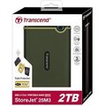 Obrázok pre výrobcu Transcend 2TB StoreJet 25M3S SLIM, USB 3.0, 2.5" Externí Anti-Shock disk, tenký profil, šedo/zelený