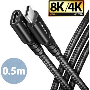 Obrázok pre výrobcu AXAGON BUCM32-CF05AB prodlužovací kabel USB-C (M) <-> USB-C (F), 0.5m, USB 20Gbps, PD 240W ALU oplet