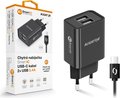 Obrázok pre výrobcu Chytrá síťová nabíječka ALIGATOR 2,4A, 2xUSB, smart IC, černá, USB-C kabel