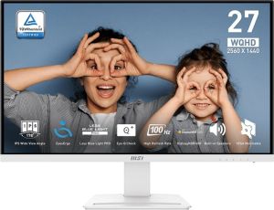 Obrázok pre výrobcu MSI LCD PRO MP273QW E2, 27" 2560x1440, IPS, 100Hz, 4ms, VESA 75x75mm, N/A, White