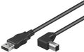 Obrázok pre výrobcu PremiumCord Kabel USB 2.0, A-B, 3m se zahnutým USB-B konektorem 90°