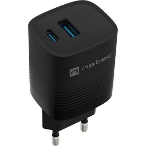 Obrázok pre výrobcu Univerzální USB nabíječka Natec RIBERA GaN 30 W, 1X USB-A, 1X USB-C, černá