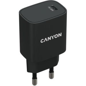 Obrázok pre výrobcu Canyon CNE-CHA20B02, vysokorýchlostná univerzálna nabíjačka do steny 1xUSB-C, 20W, PD, čierna