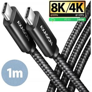 Obrázok pre výrobcu AXAGON BUCM4X-CM10AB NewGEN+ kabel USB-C <-> USB-C, 1m, USB4 Gen 3×2, PD 240W 5A, 8K HD, ALU, oplet